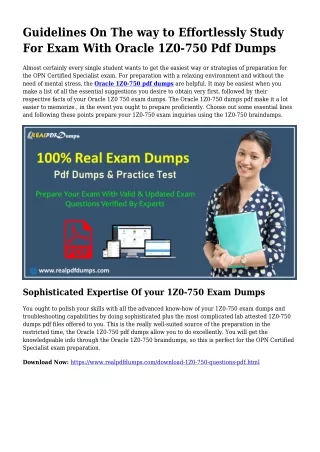 1Z0-750 Pdf Dumps The Sensible Preparation Source