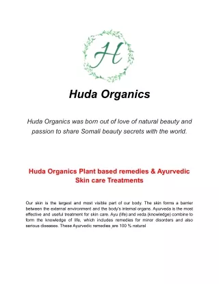 Huda Organics Plant based remedies & Ayurvedic Skin care Treatments