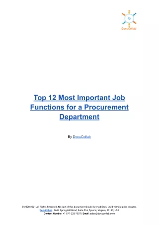 Top 12 Most Important Job Functions for a Procurement Department