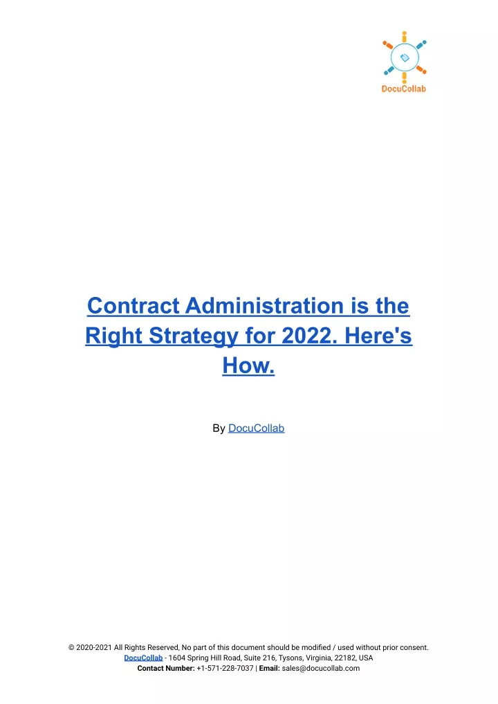 contract administration is the right strategy