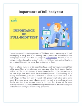 Importance of full-body test