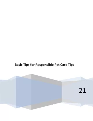 Basic Tips for Responsible Pet Care Tips