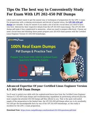 Polish Your Skills With all the Enable Of 202-450 Pdf Dumps
