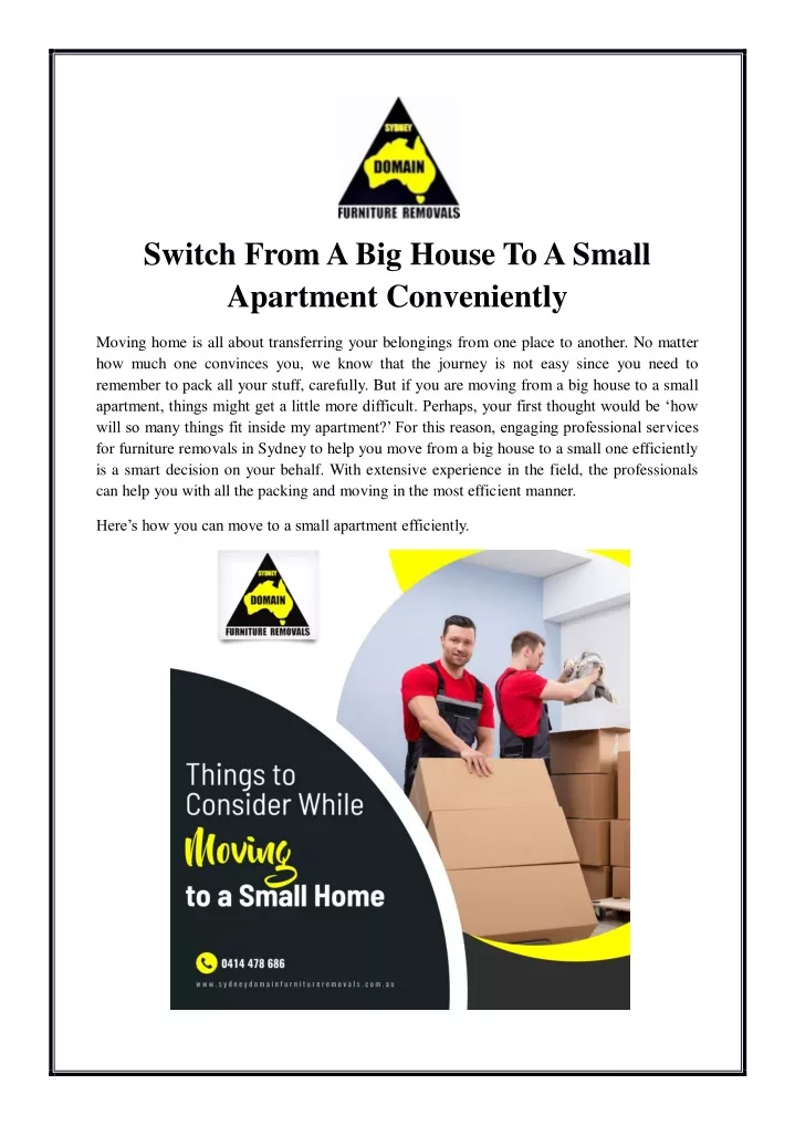 switch from a big house to a small apartment