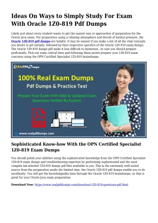Viable Your Preparation By 1Z0-819 Pdf Dumps