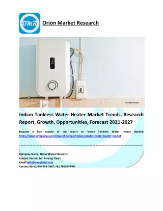 Indian Tankless Water Heater Market Size, Share, Analysis and Report 2021-2027