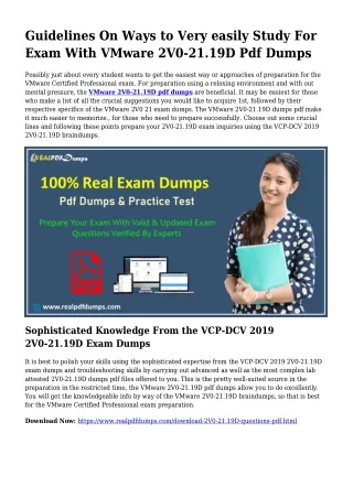 Polish Your Techniques Along with the Help Of 2V0-21.19D Pdf Dumps