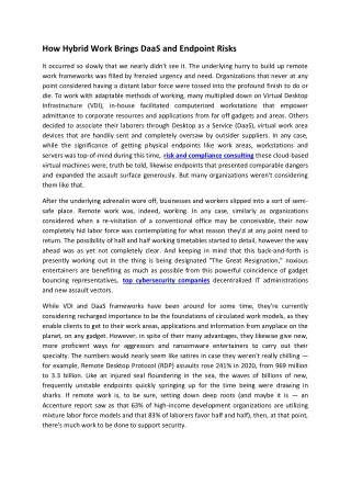 how hybrid work brings daas and endpoint risks