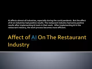 Affect of AI On The Restaurant Industry