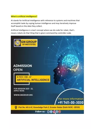 What Some Point make best  Artificial  Intelligence degree courses in Greater Noida