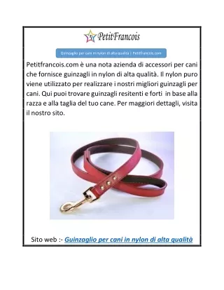 Guinzaglio per cani in nylon di alta qualità  Petitfrancois.com