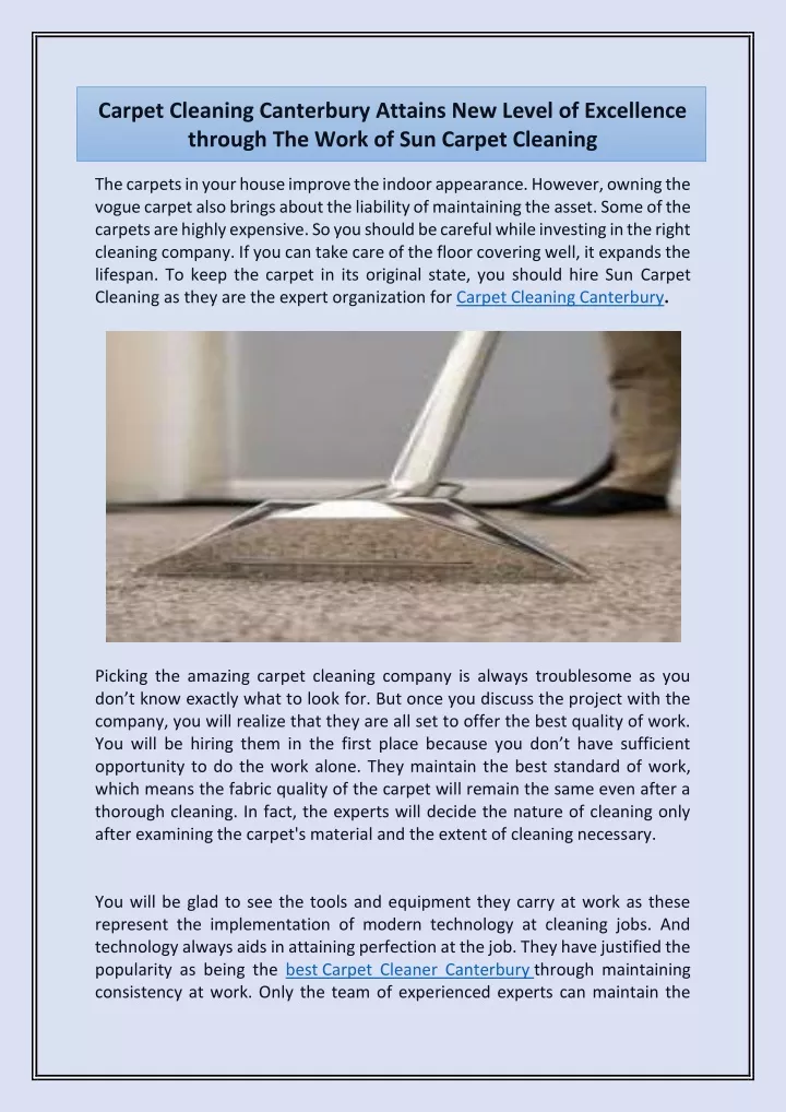 carpet cleaning canterbury attains new level