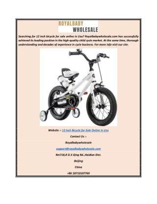 12 Inch Bicycle for Sale Online in Usa  Royalbabywholesale.com