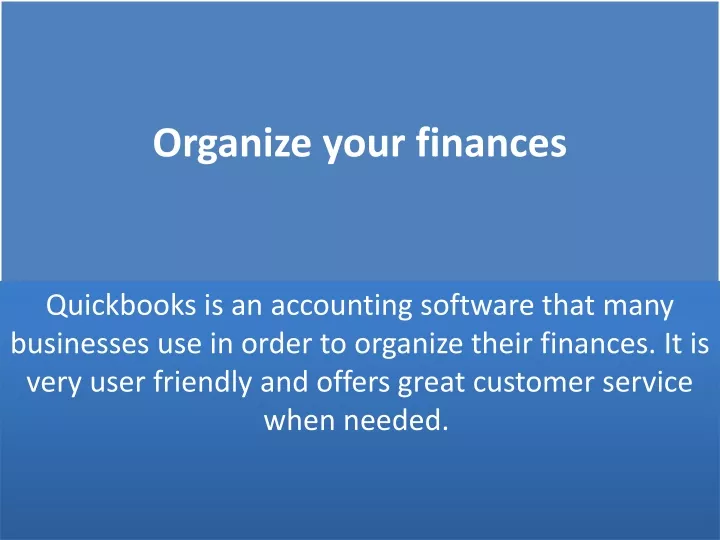 organize your finances