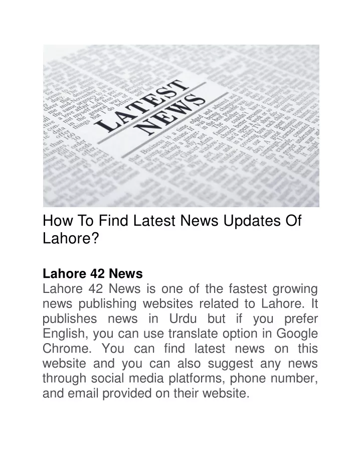 how to find latest news updates of lahore lahore
