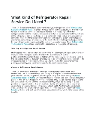 What Kind of Refrigerator Repair Service Do I Need