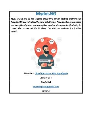 Cloud VPS Server Hosting Nigeria  Mydot.ng