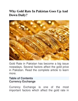 Why Gold Rate In Pakistan Goes Up And Down Daily
