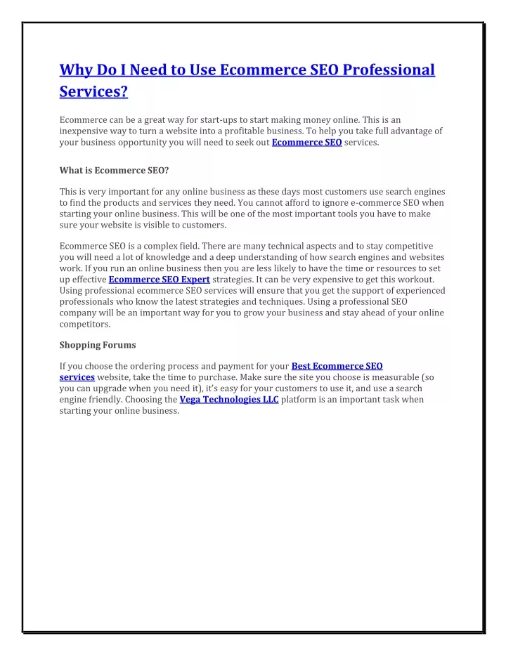 why do i need to use ecommerce seo professional