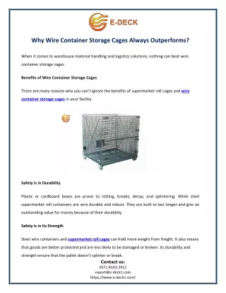 why wire container storage cages always