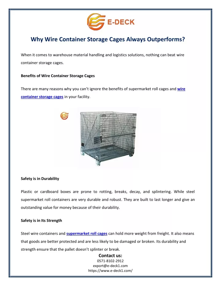 why wire container storage cages always