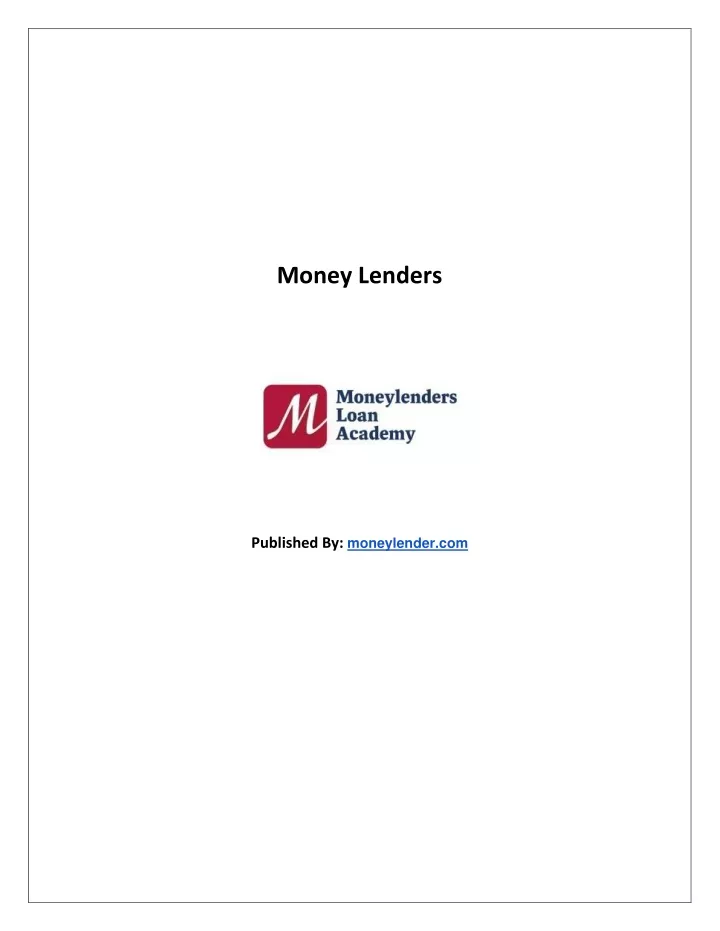 money lenders