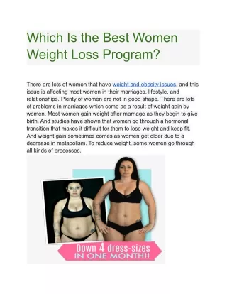 Which Is the Best Women Weight Loss Program?