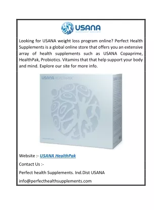 vUSANA Healthpak  Perfecthealthsupplements.com