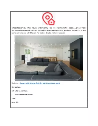 Houses With Granny Flats for Sale in Sunshine Coast  Listestates.com.au