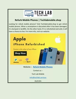 Refurb Mobile Phones | Techlabmobile.shop