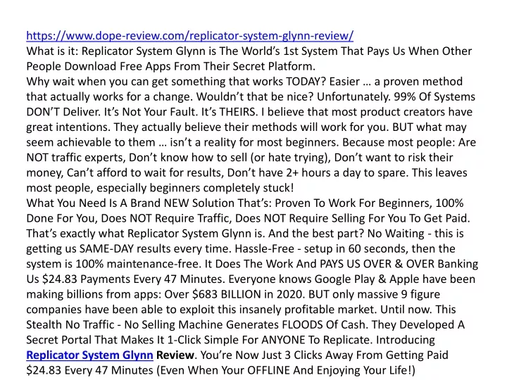 https www dope review com replicator system glynn