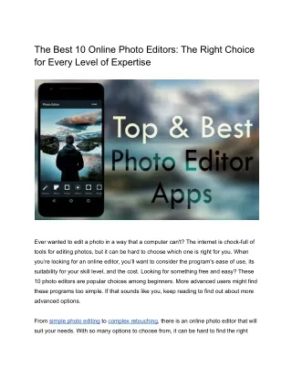 Learn How to Find 10 Online Photo Editors Simple Way