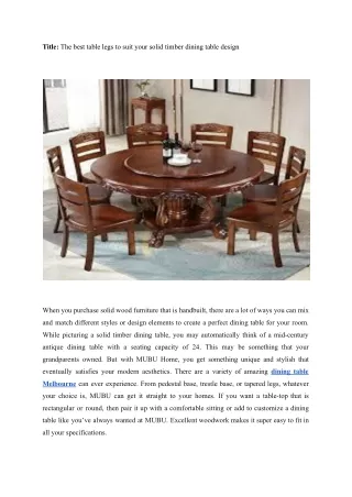 title the best table legs to suit your solid
