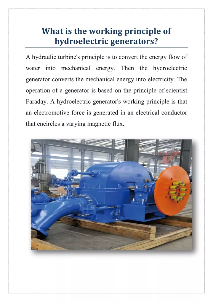 what is the working principle of hydroelectric
