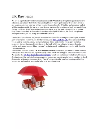 UK Raw Leads | Telemarketing BPO Leads