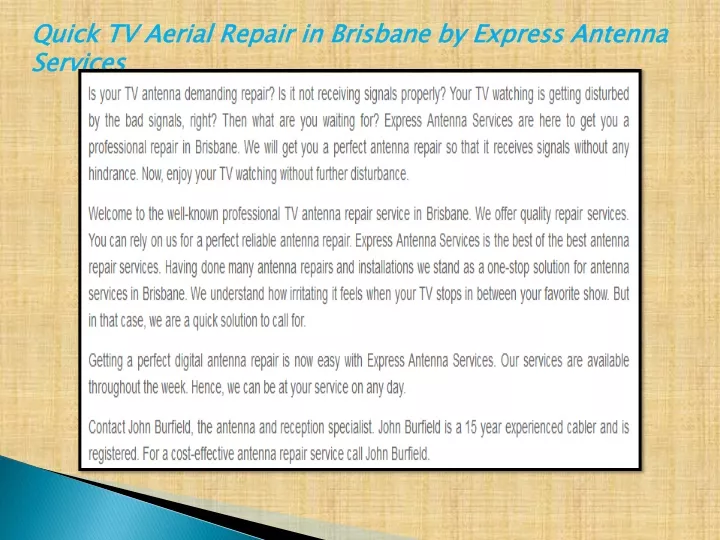 quick tv aerial repair in brisbane by express