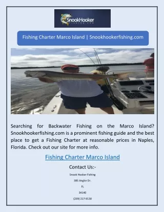 Fishing Charter Marco Island | Snookhookerfishing.com