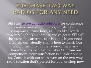 PURCHASE TWO-WAY RADIOS FOR ANY NEED