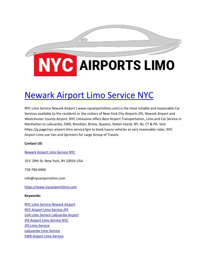 newark airport limo service nyc