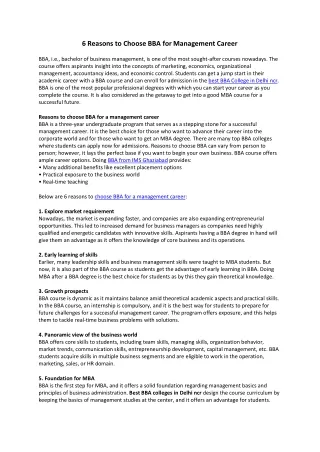 Reasons to Choose BBA for Management Career