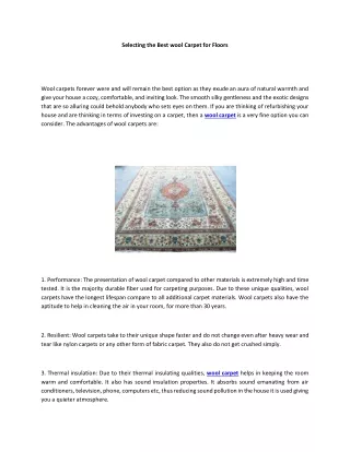 selecting the best wool carpet for floors