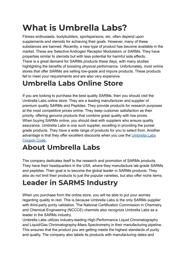 what is umbrella labs fitness enthusiasts