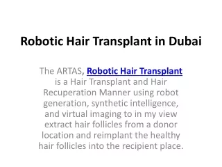 Robotic Hair Transplant in Dubai