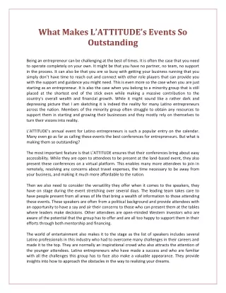 what makes l attitude s events so outstanding