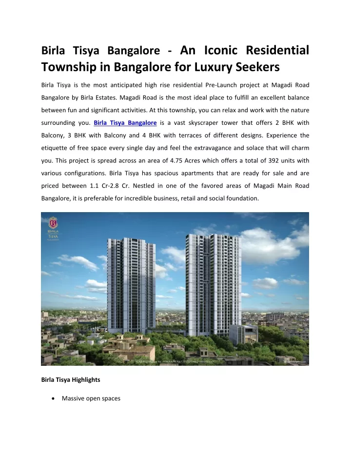 birla tisya bangalore an iconic residential