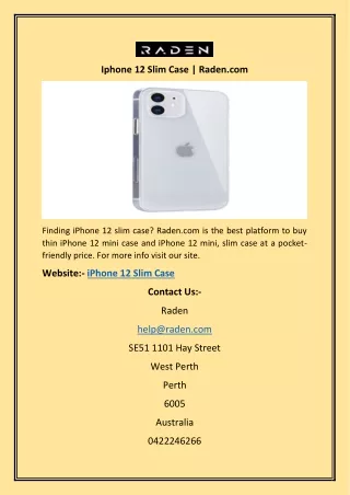 Iphone 12 Slim Case | Raden.com