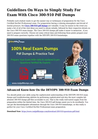 Worthwhile Planning Through the Enable Of 300-910 Dumps Pdf