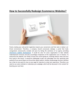 how to successfully redesign ecommerce websites