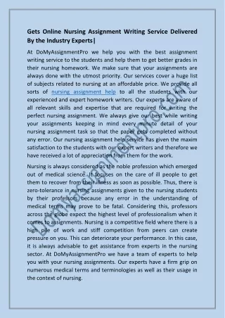 gets online nursing assignment writing service