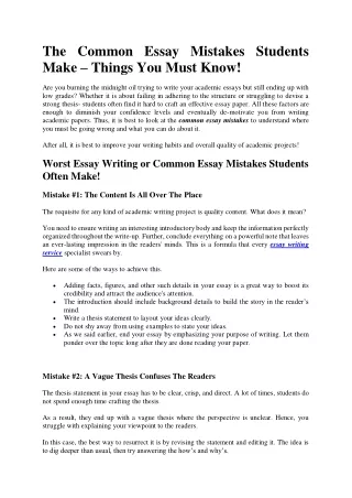 the common essay mistakes students make things